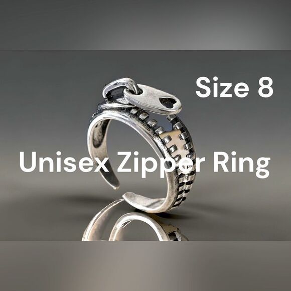 Wiggly Zipper Ring l Silver l Size 8 l Unisex l With Box l New - Picture 3 of 6